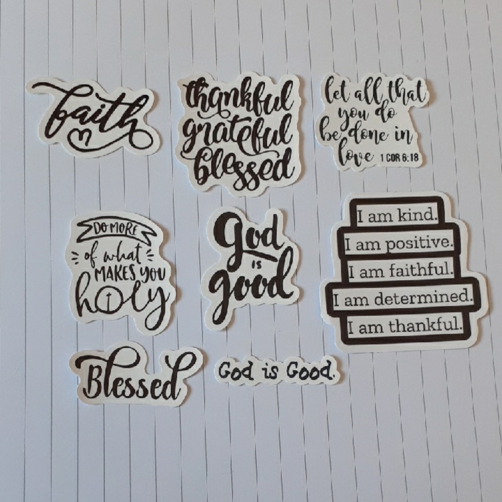 Inspirational Sticker Set - Black and White